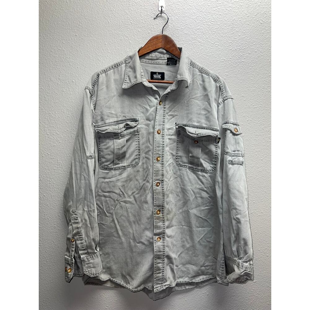 National Geographic Travel Collection Shirt Long Sleeve Outdoor Distressed XL
